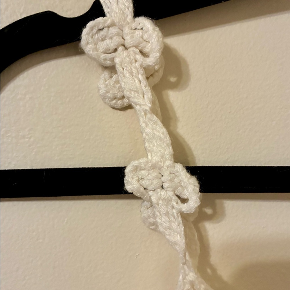 POL Crochet Knit Cropped Babydoll Tank  Cream White Festival Boho Coquette EUC S - Picture 4 of 9